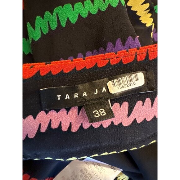 Tara Jarmon Silk Blend Multicolor Rainbow Striped Midi Skirt Size 38 - Picture 4 of 5